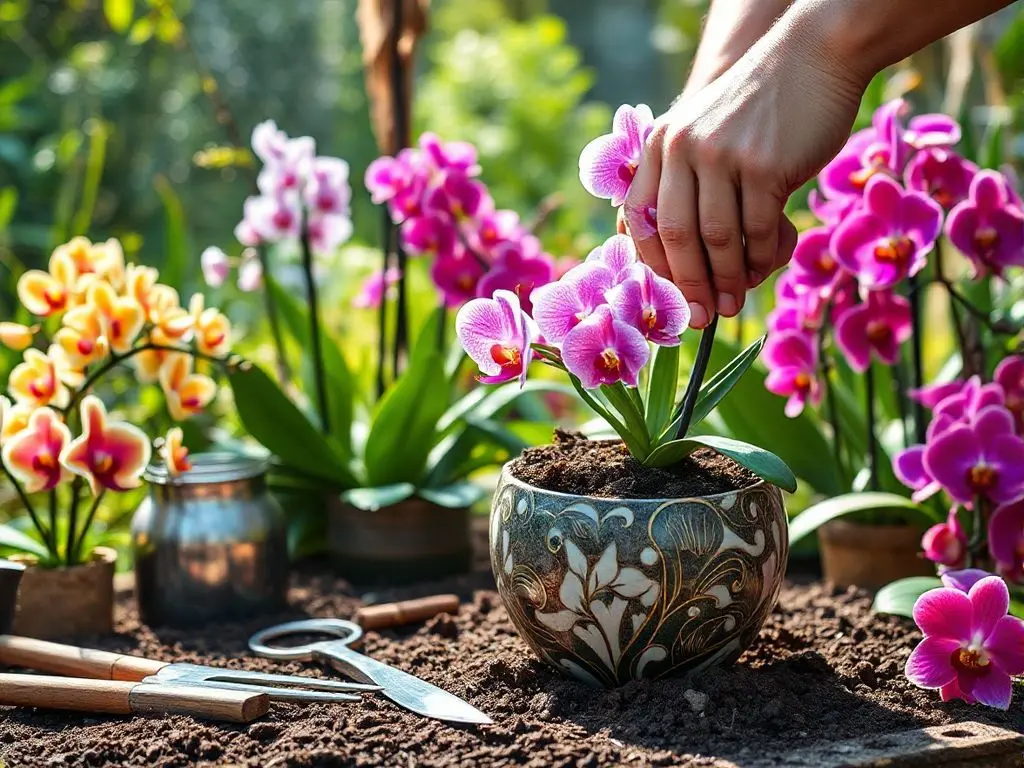 Plantar orquídea em vaso